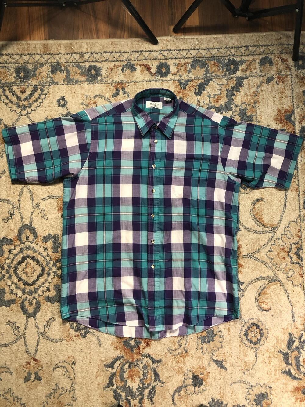 Vintage The Men's Store At Sears Shirt Mens LT Plaid Short Sleeve Button Up